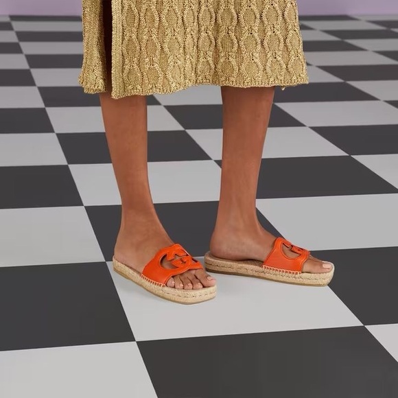 NEW IN BOX. Orange Gucci Espadrilles Slides Summer sandals - Picture 4 of 4